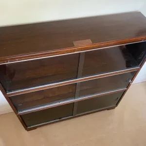 Minty Oxford 3 Tier Sectional Bookcase / Shelving & Glass Sliding Doors Like Globe Wernicke Vintage - Image 2