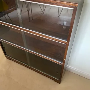 Minty Oxford 3 Tier Sectional Bookcase / Shelving & Glass Sliding Doors Like Globe Wernicke Vintage - Image 4