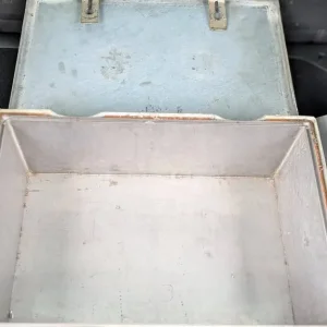 Vintage Heavy Metal Trunk Military Box Storage Chest Insulated Inner Box + Lid - Image 4