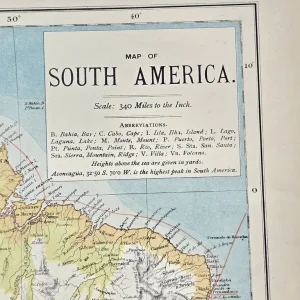 1880s Antique Victorian Atlas Large Map of South America Mason&Payne ~ 47cmx34cm - Image 5