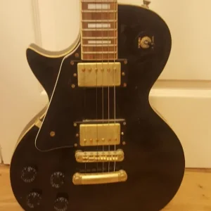 gould eagle 6 string black electric left handed les paul shape guitar - Image 2