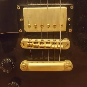 gould eagle 6 string black electric left handed les paul shape guitar - Image 3