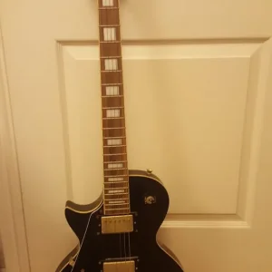 gould eagle 6 string black electric left handed les paul shape guitar