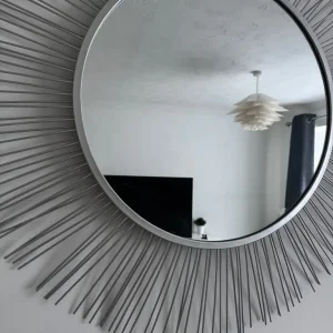 Large brushed chrome /silver /grey mirror - Image 4