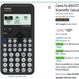 Casio fx-83GTCW Black Scientific Calculator – Excellent Condition - Image 2