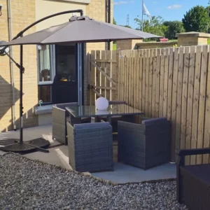 Cube Table & Seats with cushions & 2.5 metre Parasol & extras - Image 2