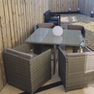 Cube Table & Seats with cushions & 2.5 metre Parasol & extras - Image 3
