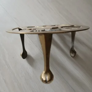 Antique Fireside Solid Brass Trivet Kettle Pot Stand - Image 3