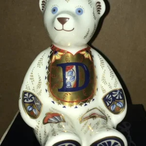 Extremely Rare Large Boxed Royal Crown Derby Alphabet Bear D Paperweight - Image 3