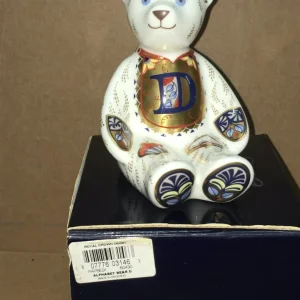Extremely Rare Large Boxed Royal Crown Derby Alphabet Bear D Paperweight