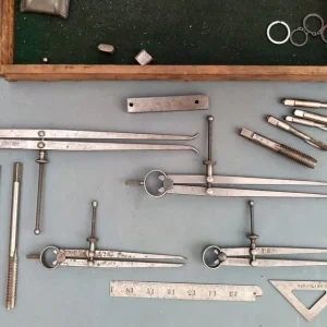 Antique Engineers Tool Chest Drawers + Tools. Oak - Image 5