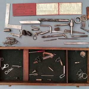 Antique Engineers Tool Chest Drawers + Tools. Oak - Image 8
