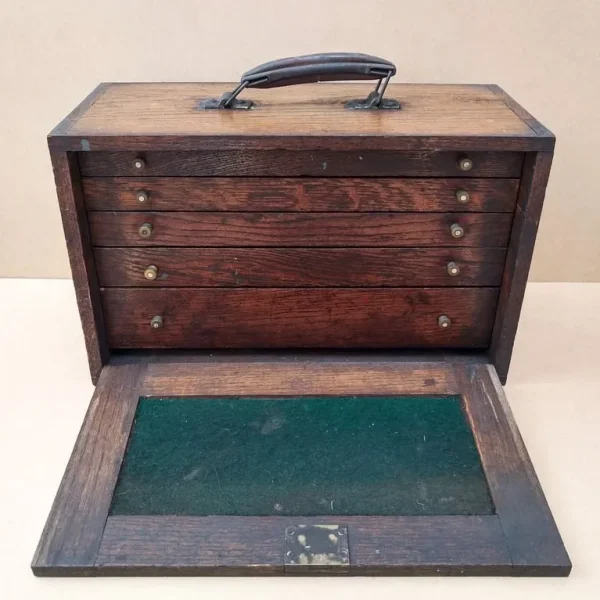 Antique Engineers Tool Chest Drawers + Tools. Oak