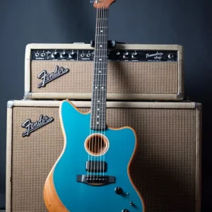 2021 Fender USA American Acoustasonic Jazzmaster in Ocean Turquoise - Image 3