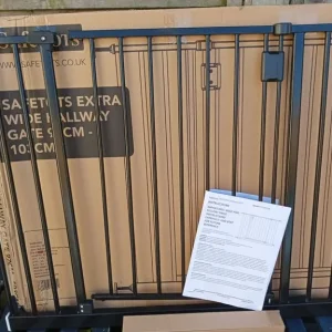 New Extra Wide Black Pressure Fitting Baby Safety Gate