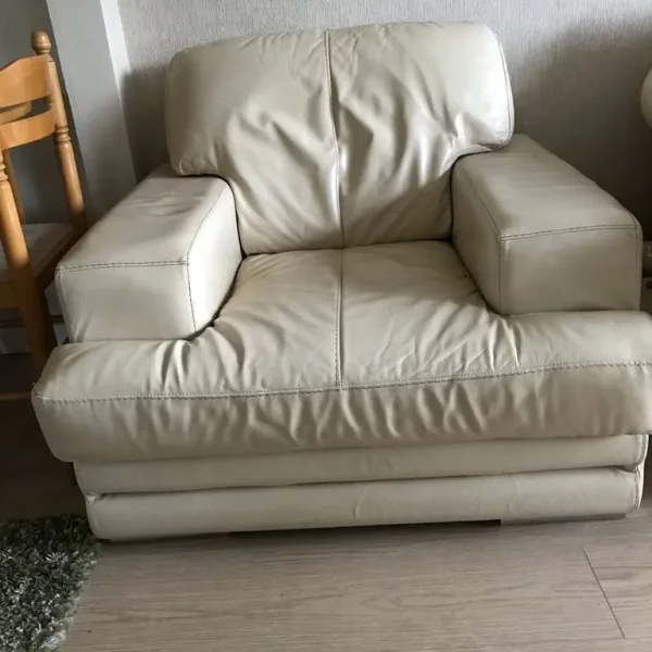 Cream Leather Armchair