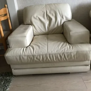 Cream Leather Armchair