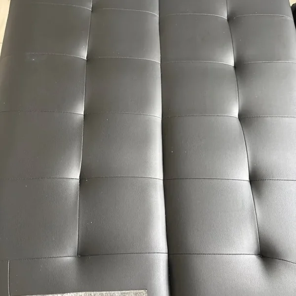 Black faux leather sofa bed