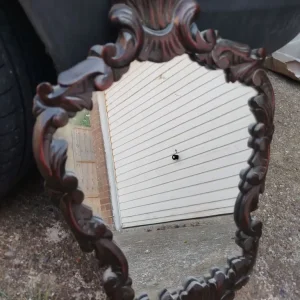 Antique Rococo Wall Mirror – Hand Carved Solid Mahogany – 19th Century – Original Glass - Image 4