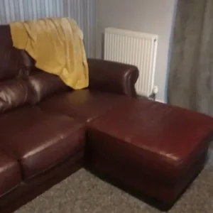 leather sofa with puffy - Image 2