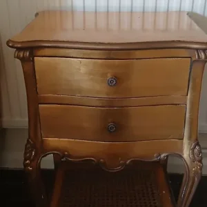 Gold leaf bedside cabinets x2