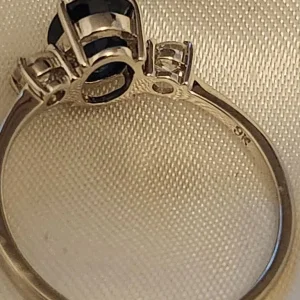 Kanchanaburi Blue Sapphire Natural Cambodian Zircon Ring Size O WHITE GOLD 9CT - Image 6