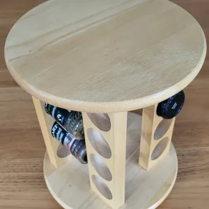 REVOLVING, SPACE-SAVING 16 JAR WOODEN SPICE RACK. - Image 2