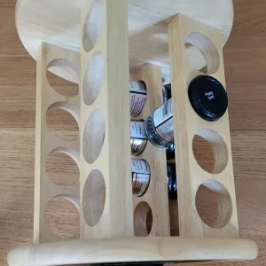 REVOLVING, SPACE-SAVING 16 JAR WOODEN SPICE RACK. - Image 4