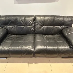 Black Leather Sofa, 2x available