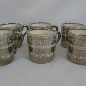 Antique Minton Coffee Pot Sugar Milk Demitasse Can 6x Cup Set Mirror No 1765 - Image 4