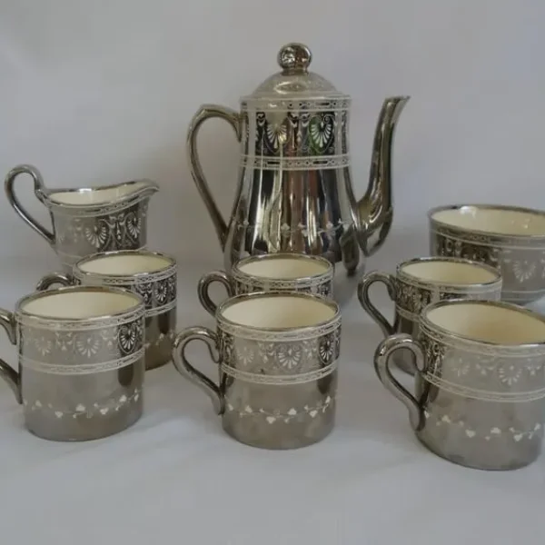 Antique Minton Coffee Pot Sugar Milk Demitasse Can 6x Cup Set Mirror No 1765