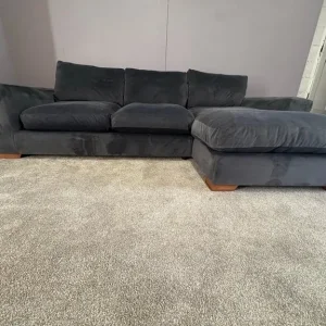 Grey right hand French velvet chaise sofa DELIVERY AVAILABLE - Image 6