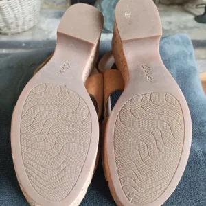 Clarks Tan Wedge Sandals - Image 2