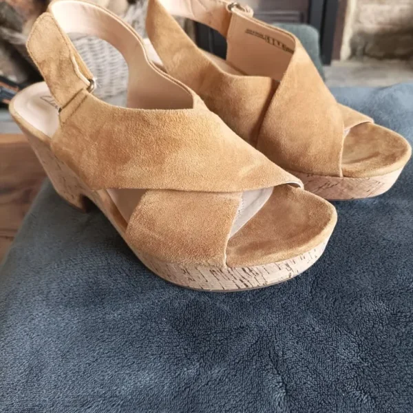 Clarks Tan Wedge Sandals