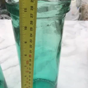 Pair of Green, heavy, thick glass Vases/vessels- 3 Pairs available-£16 per pair - Image 2