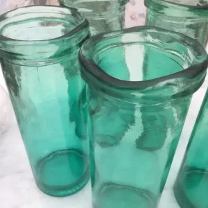 Pair of Green, heavy, thick glass Vases/vessels- 3 Pairs available-£16 per pair - Image 6