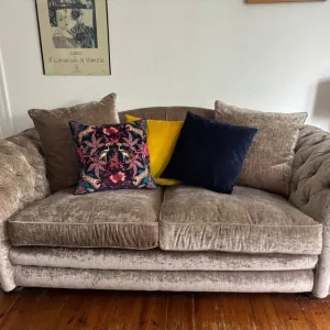 DFS Large Grey Velvet Sofa - Image 2