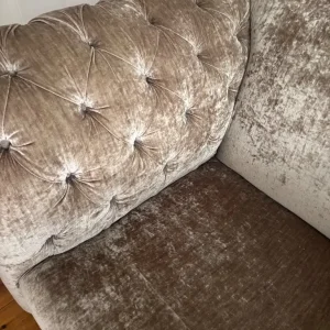 DFS Large Grey Velvet Sofa - Image 6