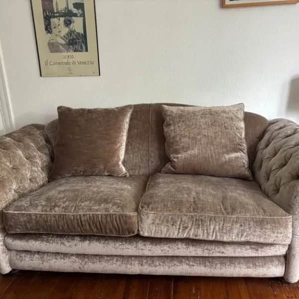 DFS Large Grey Velvet Sofa