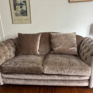 DFS Large Grey Velvet Sofa
