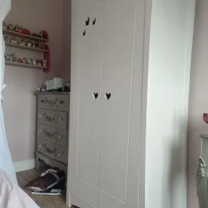 White Wooden Wardrobe, Shelving & Storage Unit - Good Condition