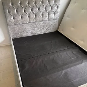 Grey velvet double sleigh bed - Image 2