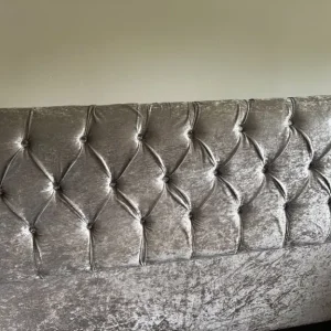 Grey velvet double sleigh bed - Image 5