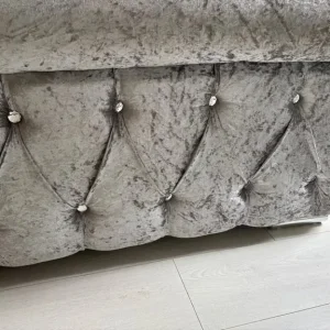 Grey velvet double sleigh bed - Image 6