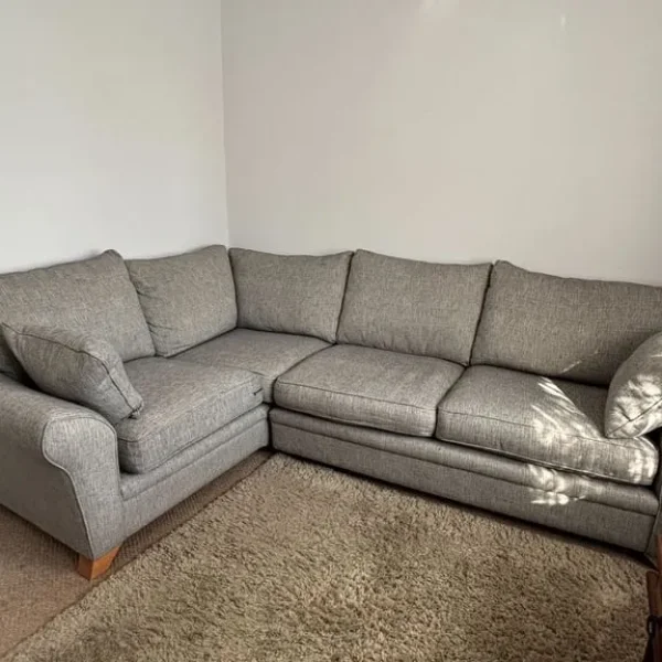 Right-Hand L Shaped Sofa – Grey with Blue Tint – £500 or nearest offer.