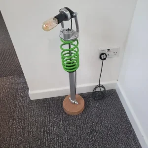 VW Polo Rear Coil Over Fitted With Vintage Lamp Mounted On A Mahogany Base Floor Lamp - Image 6