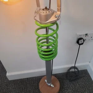 VW Polo Rear Coil Over Fitted With Vintage Lamp Mounted On A Mahogany Base Floor Lamp - Image 8