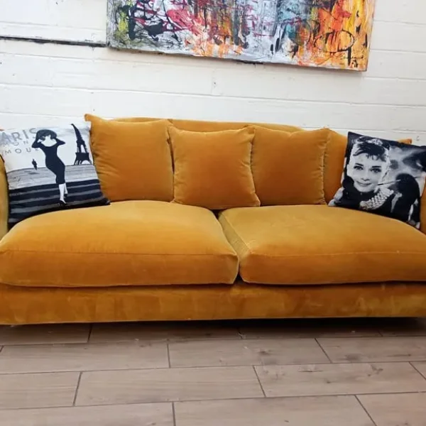 Loaf Sloucher large sofa in mustard velvet RRP £2795