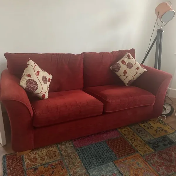 Red fabric sofa