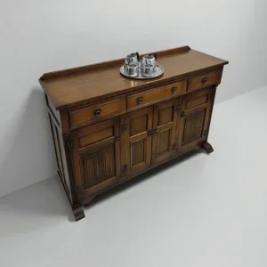 Vintage Old Charm Wood Bros Modern Sideboard / Tudor Brown Oak - Image 2